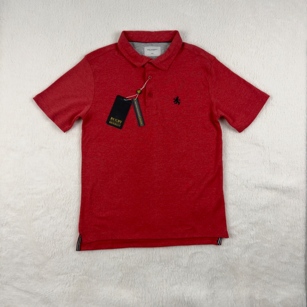 Rugby University Mens Liquid Cotton Polo Shirt Red Heather MR1851R06 Small NWT